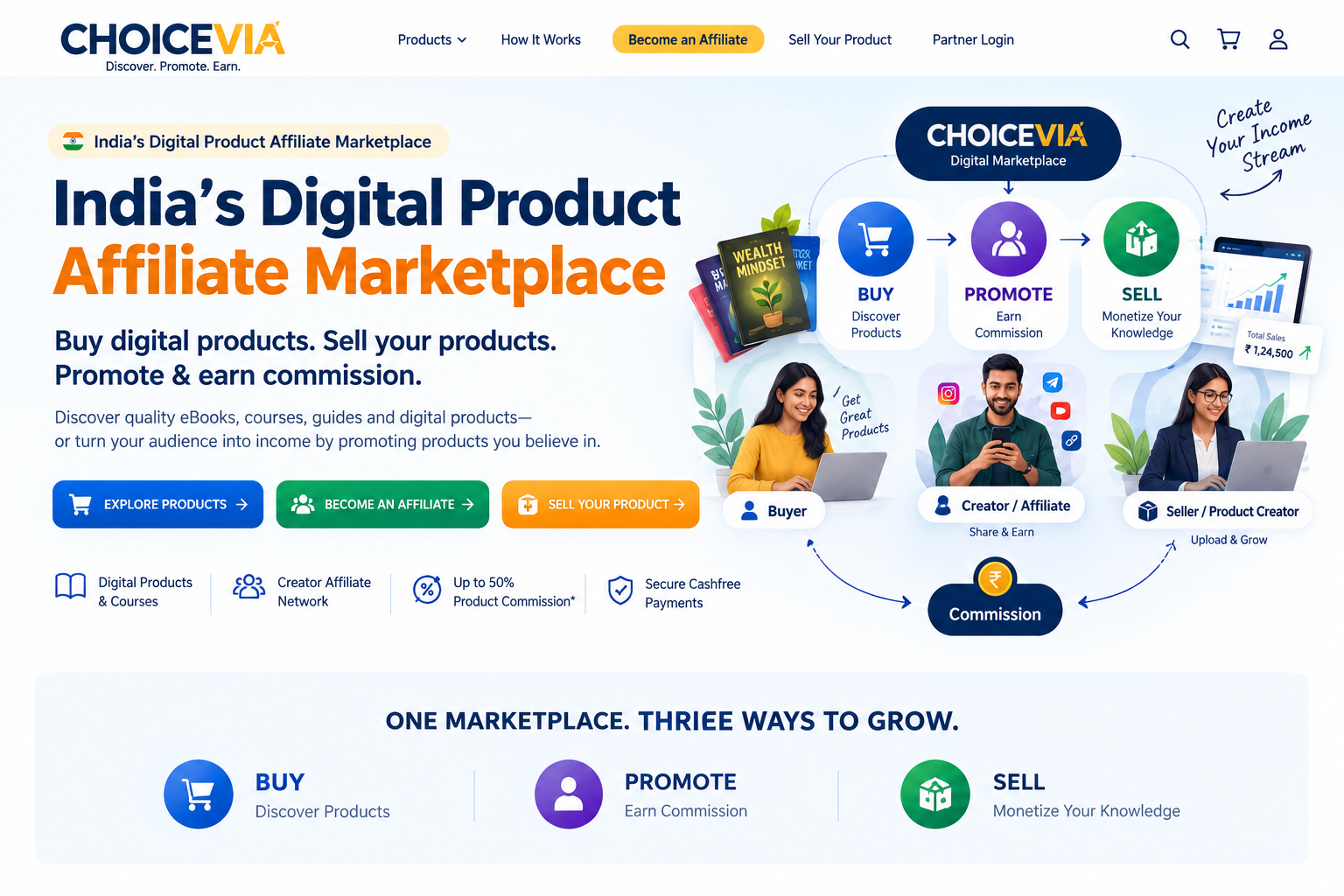 CHOICEVIA digital product affiliate marketplace: buy, promote and sell
