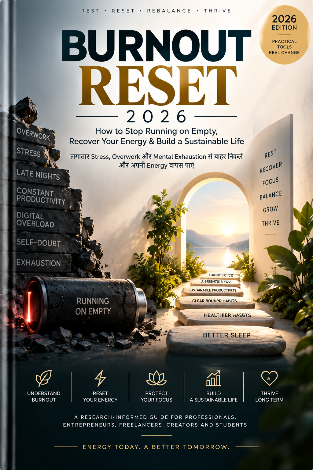 BURNOUT RESET 2026 — How to Stop Running on Empty, Recover Your Energy & Build a Sustainable Life cover